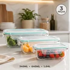 Kit Potes Herméticos Vidro Borossilicato Conservação Alimentos Cozinha Organizada Premium