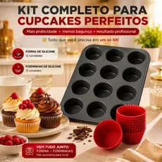 kit 6\12 Forma Cupcake mais  Silicone Cavidades Antiaderente Muffin Bolinho Fácil Desenformar Forno