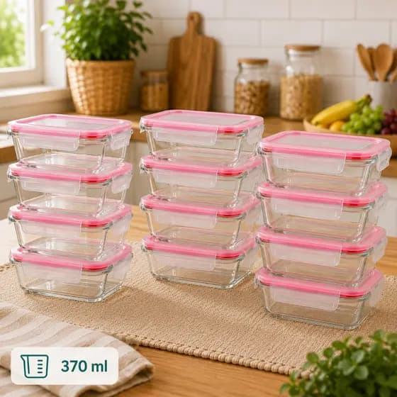 kit 3/6/12 Pote Hermético de Vidro 370ml Tampa com Trava Recipiente para Alimentos Organizador de Cozinha