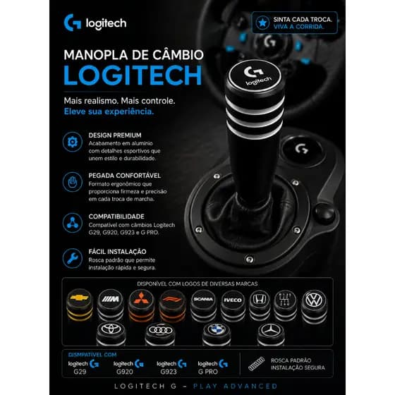 Manopla Câmbio Logitech G29/G920/G923/Gamer Diversas Marcas Consoles Simulador Volante PS5/PS4 XBOX/PC
