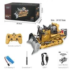 Carro de brinquedo de controle remoto para meninos, 1:24, 9CH, RC, liga, caminhão basculante, veículo de engenharia