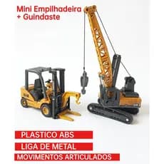 Brinquedo Maquinas Guindaste e Empilhadeira Articulada de Metal de liga Brinquedo Criança Coleção