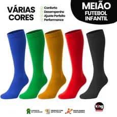 Meião de Futebol Sortidos Profissional Infantil Tamanho 31 ao 34 Qualidade Premium | Kit com 1, 3 ou 5 unidades