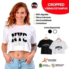 Blusa Cropped Feminina Oversized 100% Algodão Confortável Alta Durabilidade Estilosa Várias Estampas Modernas