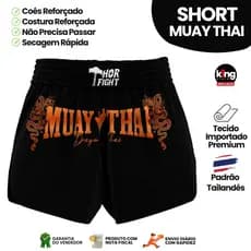 Short Muay Thai Dragon Thai Laranja Unissex Premium Padrão Tailandês Alta Qualidade Treino Luta
