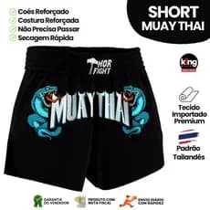 Short Muay Thai Dragon Thai Blue Snake Unissex Premium Padrão Tailandês Alta Qualidade Treino Luta