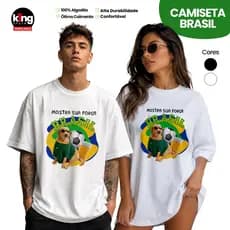 Camiseta Brasil Unissex Mostra Sua Força Brasil Doguinho Unissex Oversized Slim Camisa Torcida Seleção Brasileira
