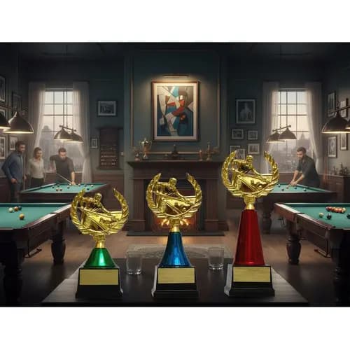 Troféus 1o 2o E 3o Lugar Sinuca / Bilhar - Kit Com 3 Dourado
