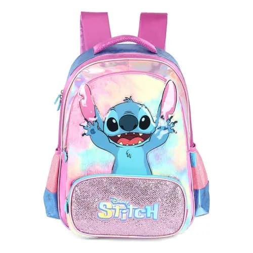 Mochila Stitch Cetim Pelucia Escolar