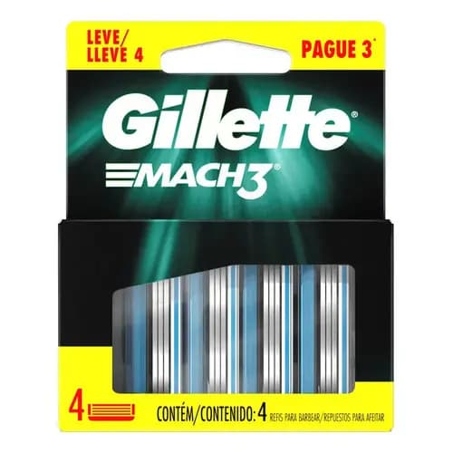 Gillette Mach3 Carga Para Lâmina De Barbear 4 Un