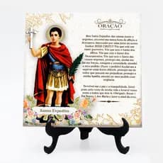 Quadro azulejo Fé Santo Expedito com Oração 25