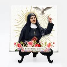 Quadro azulejo com suporte Fé Santa Elena Guerra 24
