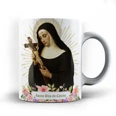 Caneca xicara Fé Santa Rita de Cássia com Oração 25