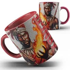 Caneca xicara 325ml porcelana Xangô Orixá Xango 24