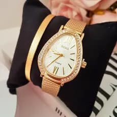 Relógio de Pulso Feminino em Formato Cobra Gota Elegante, Moderno e Confortável