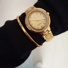 Relógio Feminino Dourado Prata Rose Bracelete Oval Redondo Prova d Água