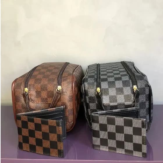 Necessaire Multifuncional + Carteira Slim Kit 2 Peças Unissex