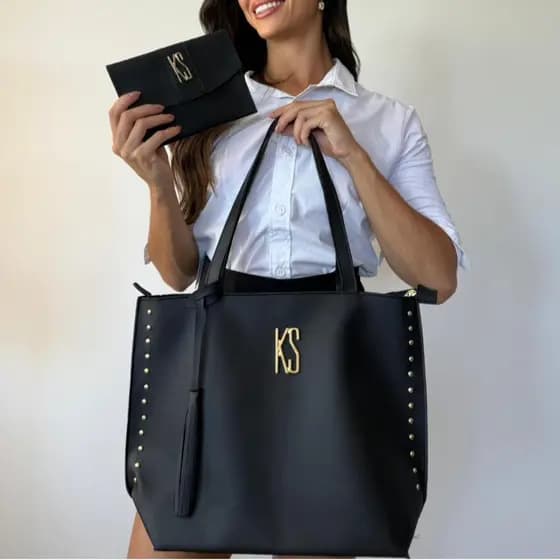 Bolsa Sacola Feminina Duo Grande Tote Porta Documentos Alça Ombro Elegante Trabalho Faculdade