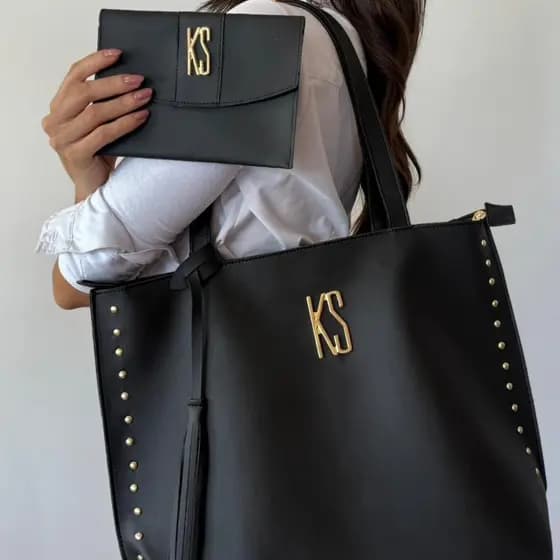 Kit Bolsa Feminina Grande Tote Alça de Ombro Porta Documentos Fecho Magnético Executiva Casual Luxo