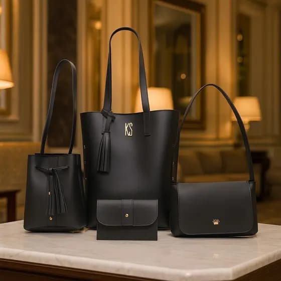 Kit Bolsas Femininas 4 Peças Sacola Grande Bolsa Saco Baguete Carteira Ombro Casual Elegante Dia a Dia