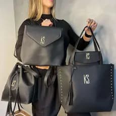 Kit Bolsa Feminina London 4 Peças Tote Grande Mochila Porta Documentos Bolsa Saco Elegante Premium