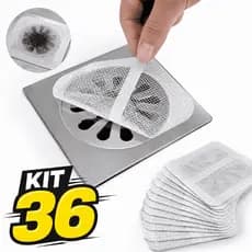 Kit 36 Ralo Adesivo Descartável Ralo de Pia Banheiro Coletores de Sujeira Cabelos Cozinha Filtro Anti Entupimento TNT