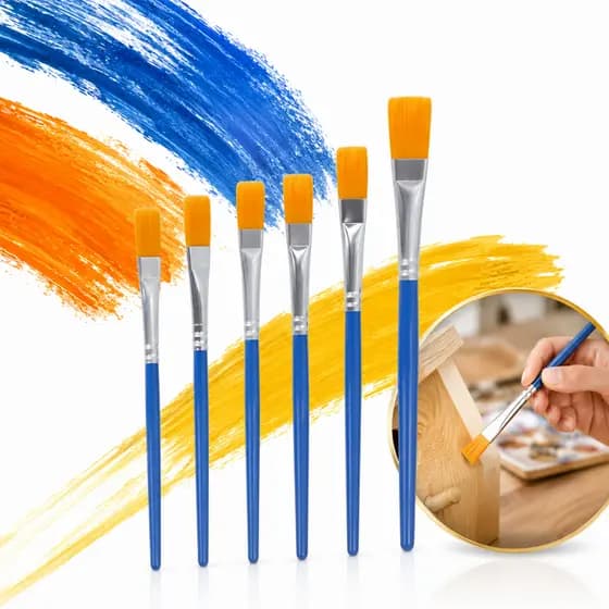 Kit 12 e 6 Pincéis Pintura Artesanato Ponta Fina Redonda E Chato Rosto Guache Chato Tinta Acrílica Guache