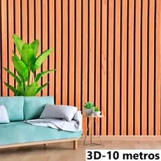 Papel de Parede 10x0,45 Metros Adesivo Efeito Painel Ripado Madeira Ripada Impermeável Rolo Lavável Madeira Preta
