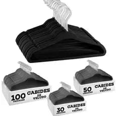 Kit 100/50/30 Cabides Veludo Para Roupas Slim Ultrafino Antideslizante Resistente Aveludado Preto Adulto Rotação 360