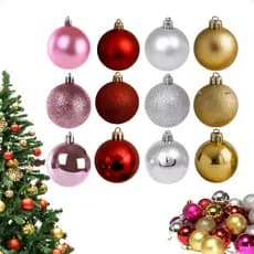 Kit 15 e 30 Bolinhas Enfeite Árvore De Natal 3cm Mista Lisa Fosca Glitter Decoração Natalina Vermelha e Dourada