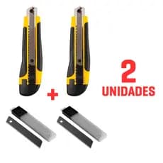 Kit 2 Estilete Profissional Lâmina 18mm Alta Qualidade Precisão Emborrachado Escolar Volta Aulas Escritório Trava Gira