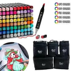 Kit 12/24/36/60/80 Estojo de Canetinhas Coloridas Ponta Dupla Escolar Canetas Aquarela Bolsas Bobbie Goods Touch natal