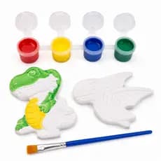 Kit Dinossauros Para Pintar Infantil Com Tintas e Pincel Atividade Educativa Criativa Dinossauros de Gesso Para Colo