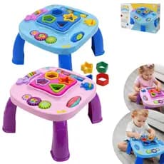 Mesa Infantil Didática Divertida Brinquedo Crianças Educacional Bebê Atividades de Montar Interativa Mesinha Rosa e Azul