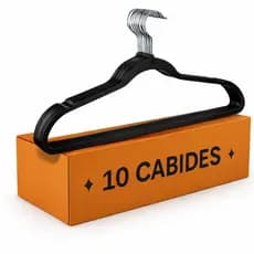 Cabides Plástico Adulto Preto 45cm - Masculino Resistência Reforçada com 10 Unidades