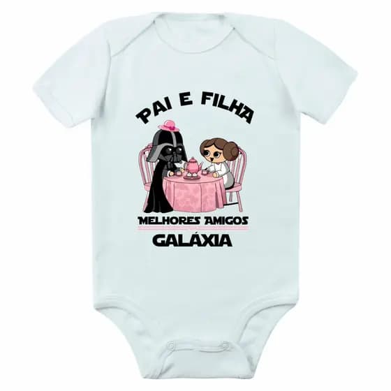 Body Bebê Star Wars Pai e Filha Melhores Amigos da Galaxya Geek Baby Filmes