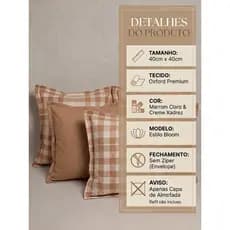 Kit 4 Capas de Almofada Oxford com Debrum 40x40 Jogo de Almofadas Decorativas para Sofá Sala (Sem Enchimento)