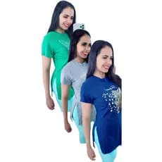 Kit 3 peças Blusa Feminina Long Line Moda Fitness Academia