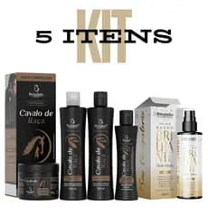 Kit Capilar Cavalo de Raça - Shampoo, Condicionador, e Máscara Capilar e Spray Capilar Banho Brilhante