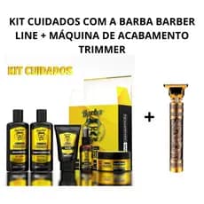 KIT CUIDADOS COM A BARBA BARBER LINE - SHAMPOO, CONDICIONADOR, BALM, CERA MODELADORA E ÓLEO P/ BARBA