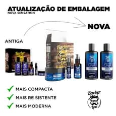 KIT CUIDADOS COM A BARBA CLASSIC - BALM, COLÔNIA, ÓLEO, SHAMPOO E MODELADOR CAPILAR