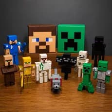 Caixa creeper mine blocos 5 bonecos articulados + acessórios de alta qualidade