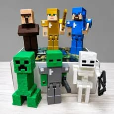 Kit 6 Figuras Articuladas bonecos mine Blocos e acessórios com alto detalhe e qualidade