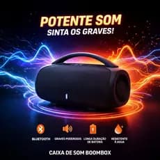 Caixa De Som Boombox 3 35cm 40w Plus Bluetooth Portátil Grave Forte USB SD Rádio FM Bivolt