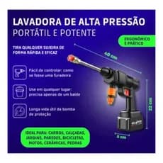 Lavadora Wap Alta Pressão Portátil 48V Com 2 Baterias Bivolt Sem Fio Copo Espuma 3 Bicos Limpeza Automotiva Completa