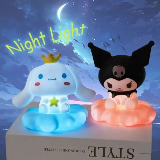 Lâmpada de Cabeceira Infantil LED - Luminária Fofa - Hello Kitty Kuromi Cinnamoroll Sanrio