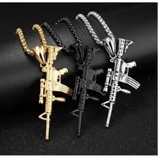 🔥Promoção🔥Colar Arma em forma de pingente arma do punk estilo do exército masculino corrente colar para homens