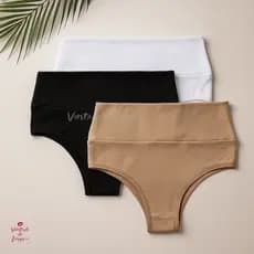 Kit 3 Cintas Em Algodão Tanga Conforto Cós Calcinha
