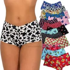 Short Intimo Estampado Com Forro Algodão Calcinha Boxer Feminina