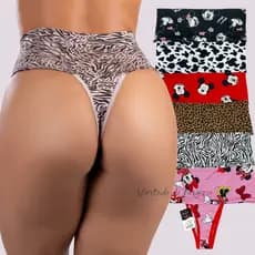 Pacote de Calcinhas Cinta Fio Estampadas Com Cós Duplo Conforto